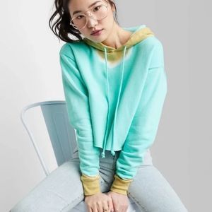 Wild Fable Aqua Blue Green Hoodie Tie Dye Sweatshirt